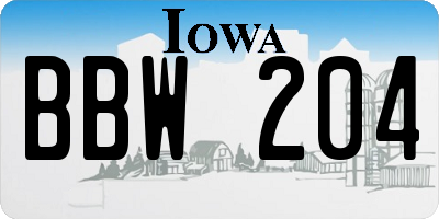 IA license plate BBW204