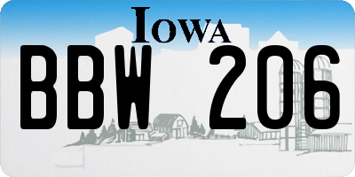IA license plate BBW206