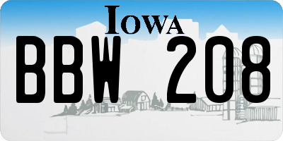 IA license plate BBW208