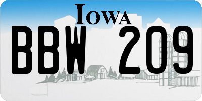 IA license plate BBW209