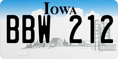 IA license plate BBW212