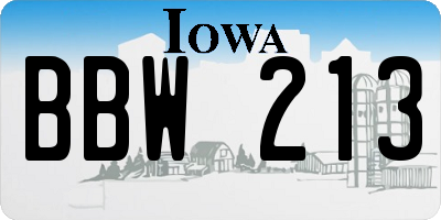IA license plate BBW213