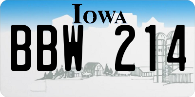 IA license plate BBW214
