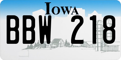 IA license plate BBW218