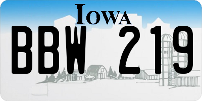 IA license plate BBW219