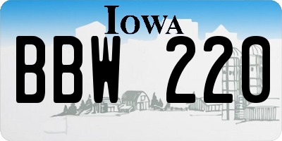 IA license plate BBW220