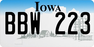 IA license plate BBW223