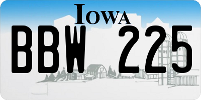 IA license plate BBW225