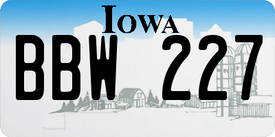 IA license plate BBW227