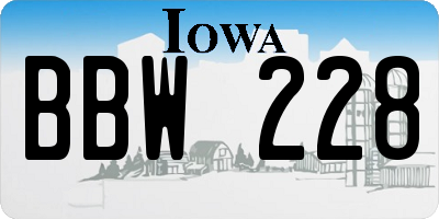 IA license plate BBW228