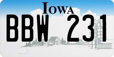 IA license plate BBW231