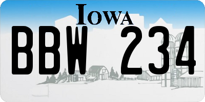 IA license plate BBW234