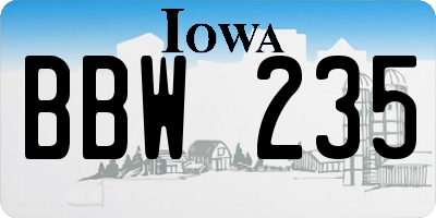 IA license plate BBW235