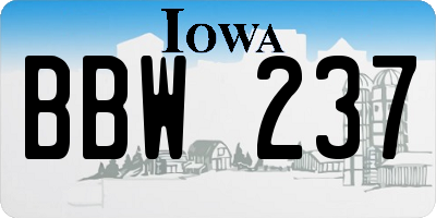 IA license plate BBW237