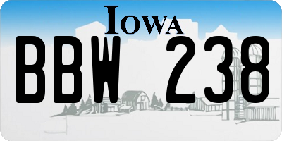IA license plate BBW238