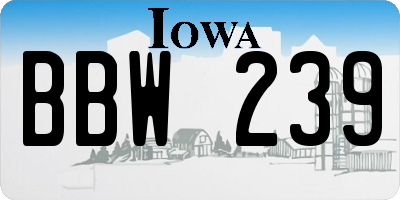 IA license plate BBW239