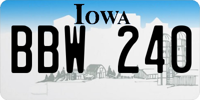 IA license plate BBW240