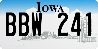 IA license plate BBW241