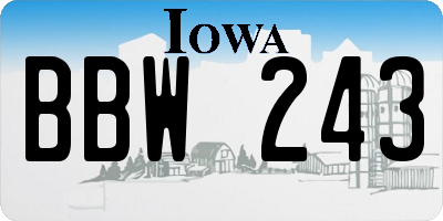IA license plate BBW243