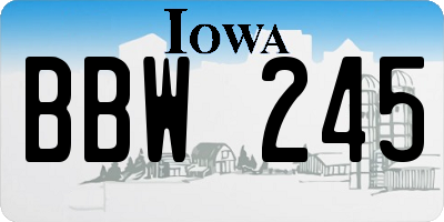 IA license plate BBW245