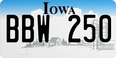 IA license plate BBW250