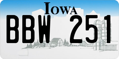 IA license plate BBW251