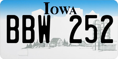 IA license plate BBW252