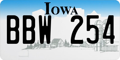 IA license plate BBW254