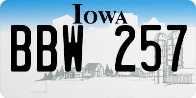 IA license plate BBW257