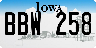 IA license plate BBW258