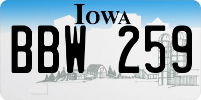 IA license plate BBW259