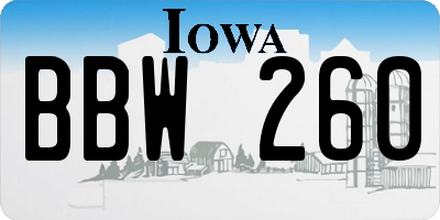 IA license plate BBW260