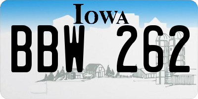 IA license plate BBW262