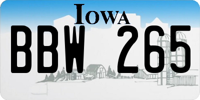 IA license plate BBW265