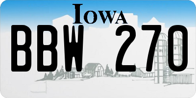 IA license plate BBW270