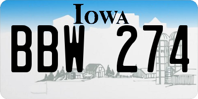 IA license plate BBW274