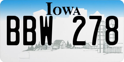 IA license plate BBW278