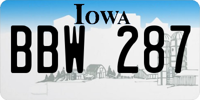 IA license plate BBW287
