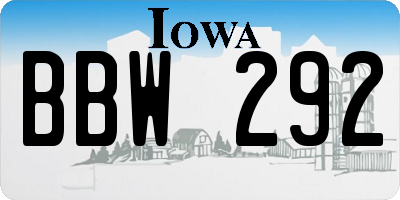 IA license plate BBW292