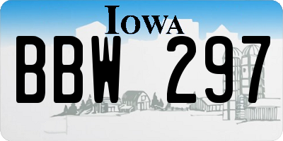 IA license plate BBW297