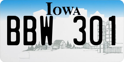 IA license plate BBW301