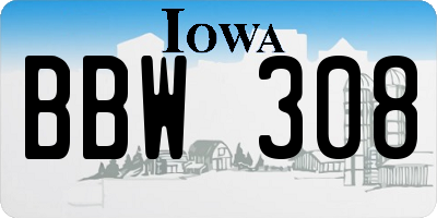 IA license plate BBW308