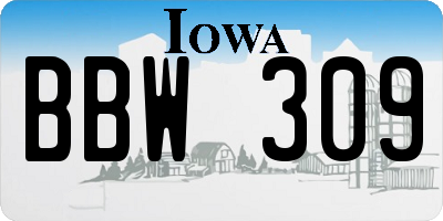 IA license plate BBW309