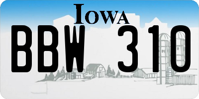 IA license plate BBW310