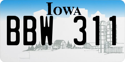 IA license plate BBW311