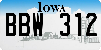 IA license plate BBW312