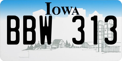 IA license plate BBW313
