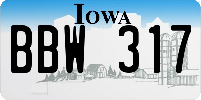 IA license plate BBW317
