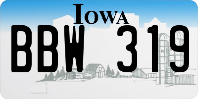 IA license plate BBW319