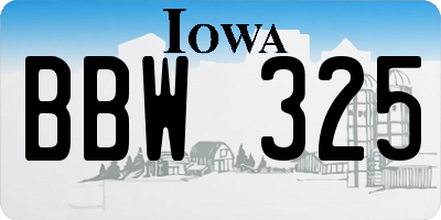 IA license plate BBW325